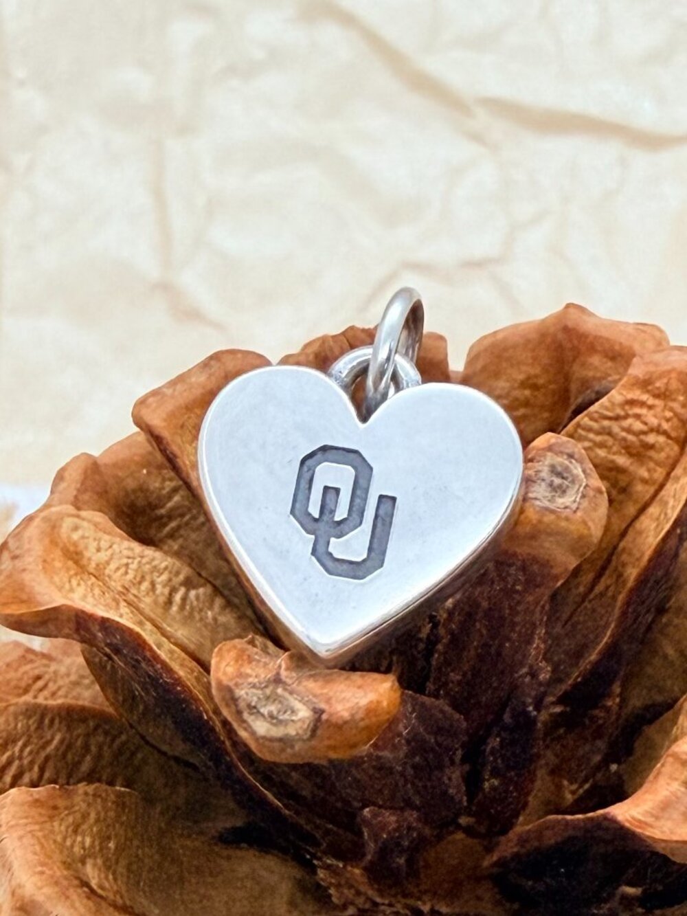 James Avery University of Oklahoma OU Small Heart Charm Sterling Silver College